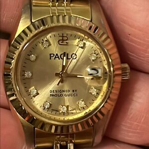 Paolo Gold Watch with Crystal Accents